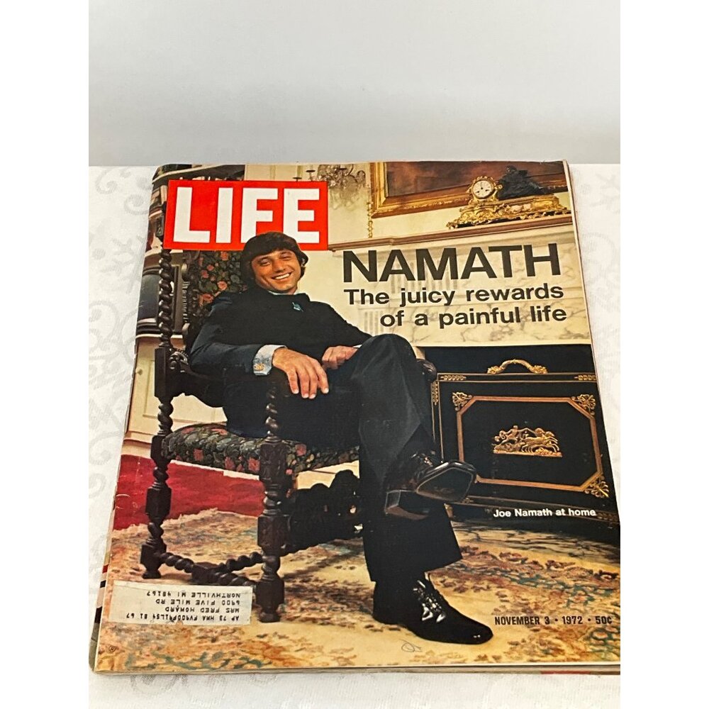 Vintage Life Magazine November 3 1972 Issue Featuring Joe‎ Namath At Home